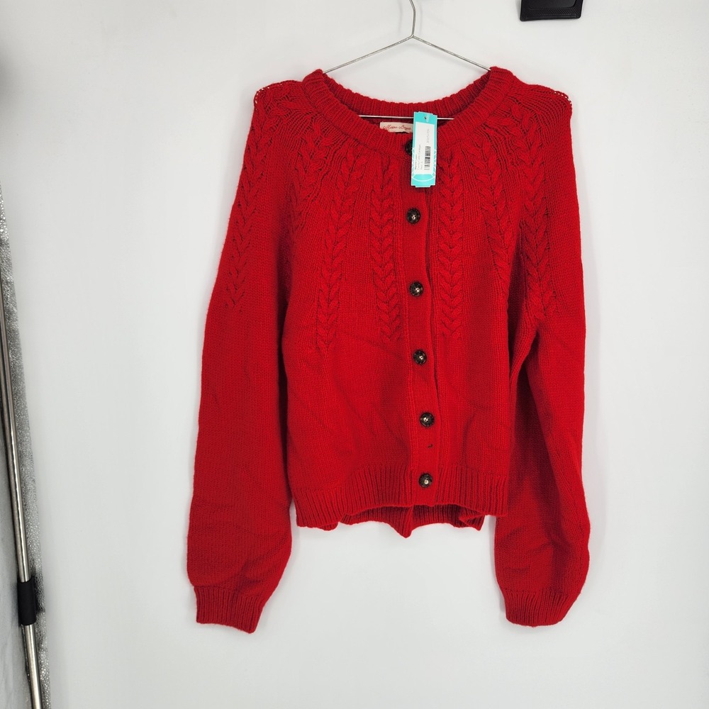 Marine Layer Red Large Everly Cable Cardigan NWOT
